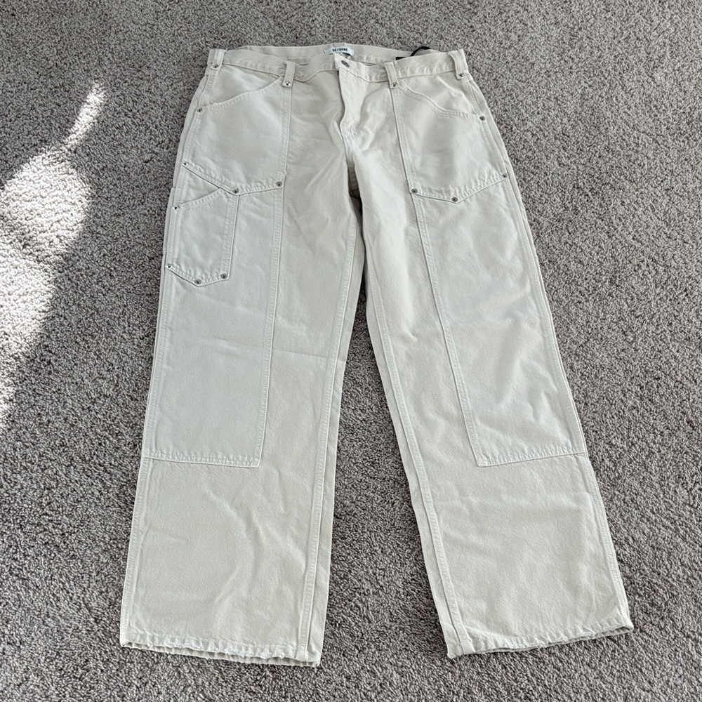 Re/Done Beige Utility work ware Pants Jeans - Picture 3 of 9